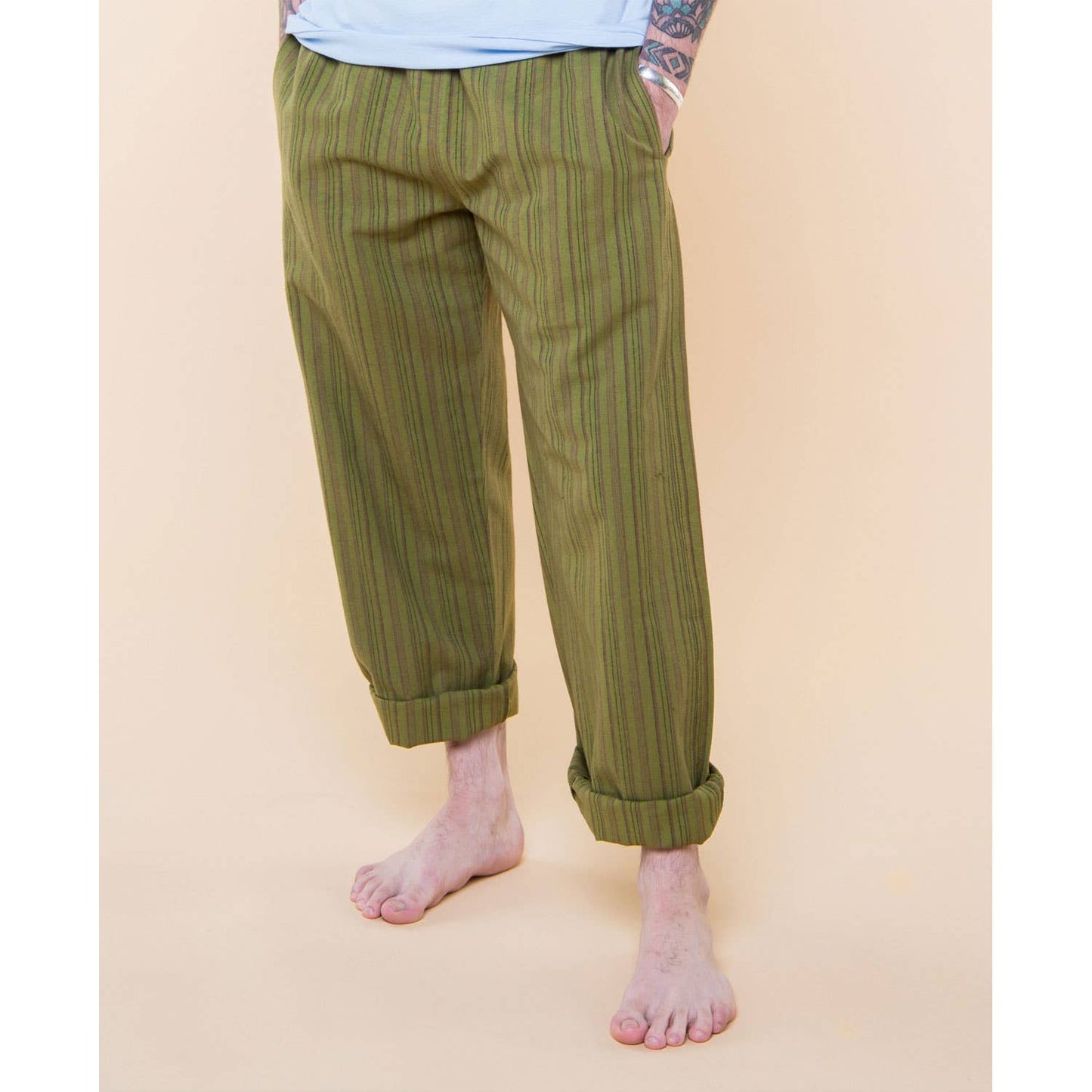 Striped Hippie Pants - Spirit Sage: MD