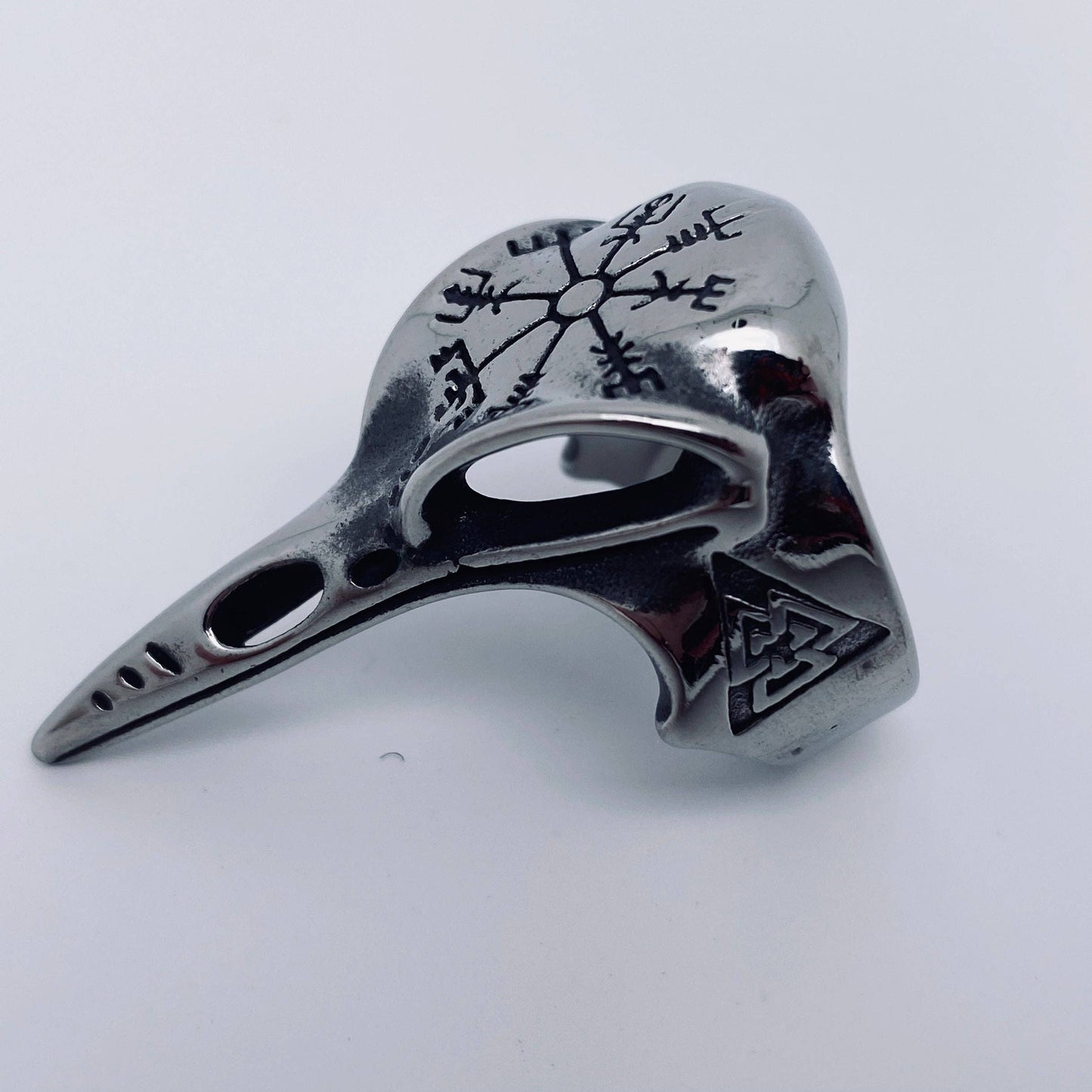 Viking Stainless Steel Men's Crow Head Ring