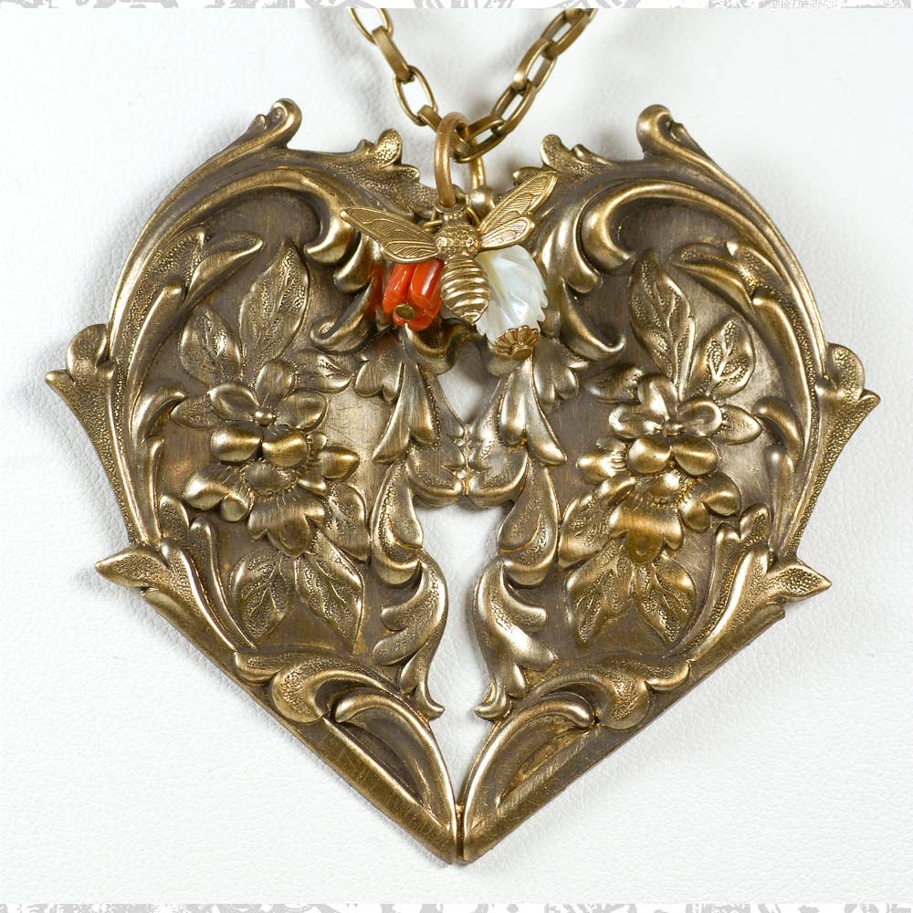 Vintage Brass Necklace - Forever Loved Heart