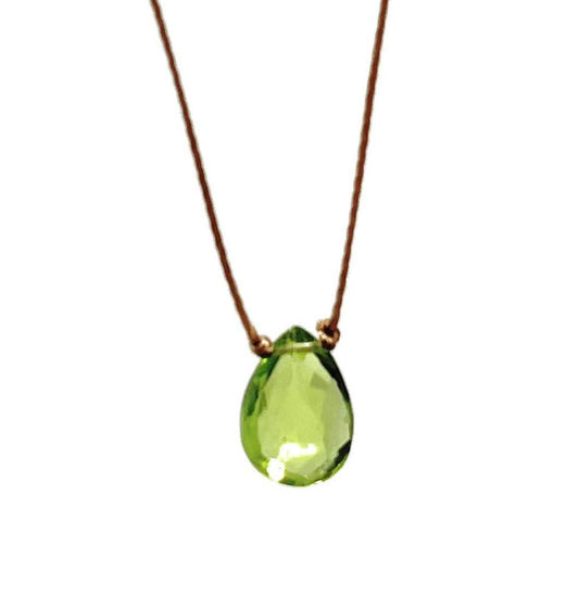 Peridot Small Teardrop Necklace: 16, 18 or 20 inches
