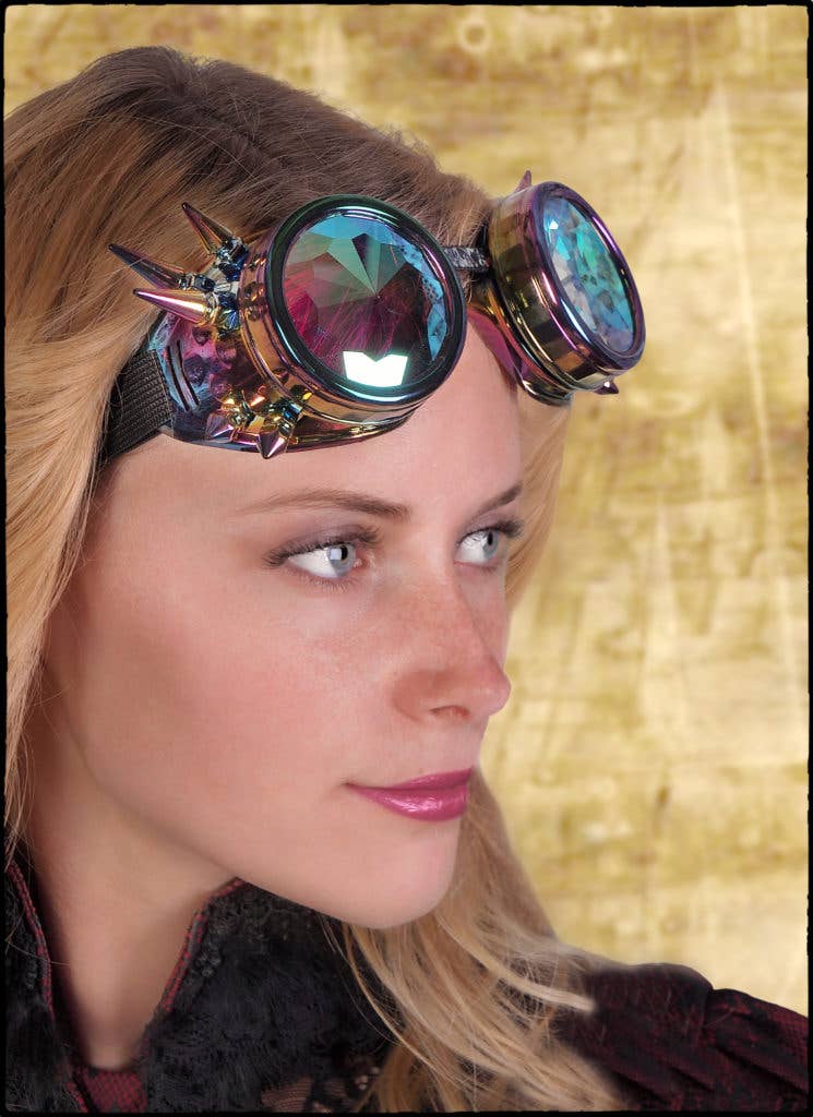 Steampunk Kaleidoscope Glasses - Psychedelic: Yellow-Turq or Rainbow