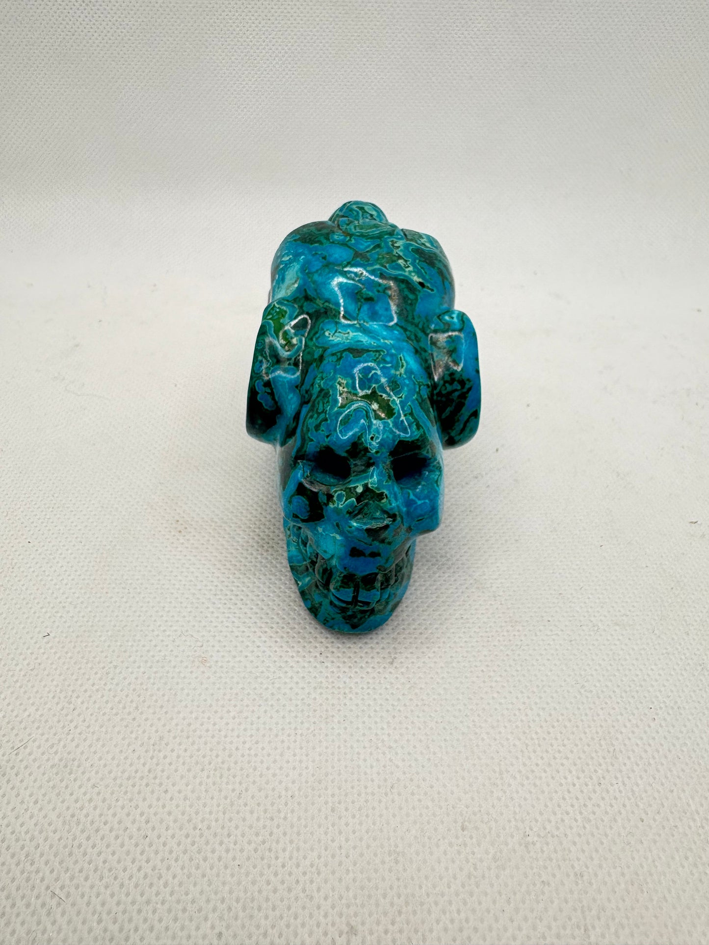 Chrysocolla Skull and Lion Head