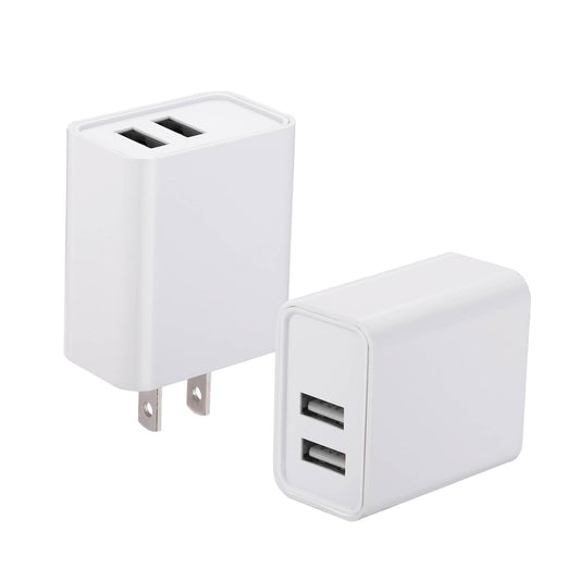 Charge 2-Port USB Wall Chargers for Android & IP Retail Pack: White / 2 USB-A Ports