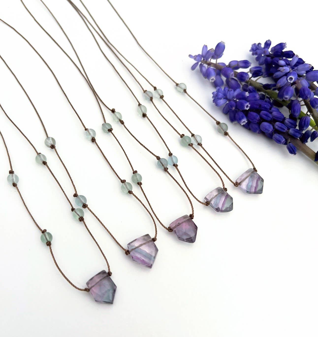 Fluorite Shield Cord Necklace : 16, 18 or 20"