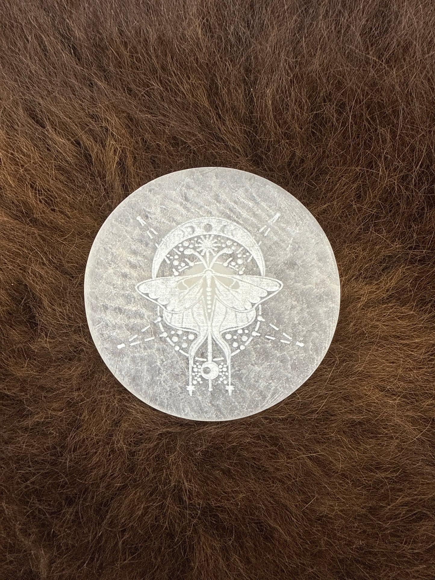 Selenite Moth Round