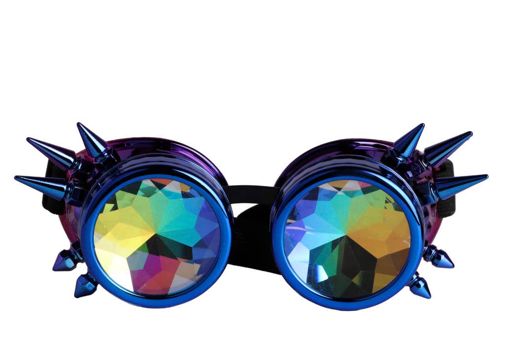 Steampunk Kaleidoscope Glasses - Psychedelic: Yellow-Turq or Rainbow