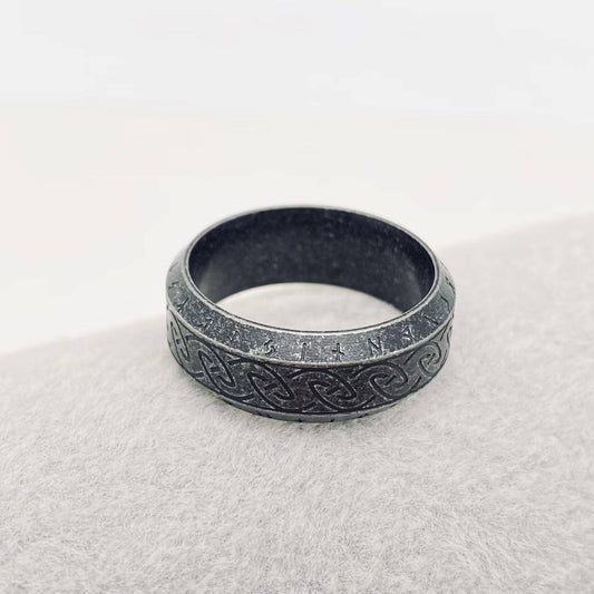 Vintage Viking Rune Stainless Steel Ring 8mm