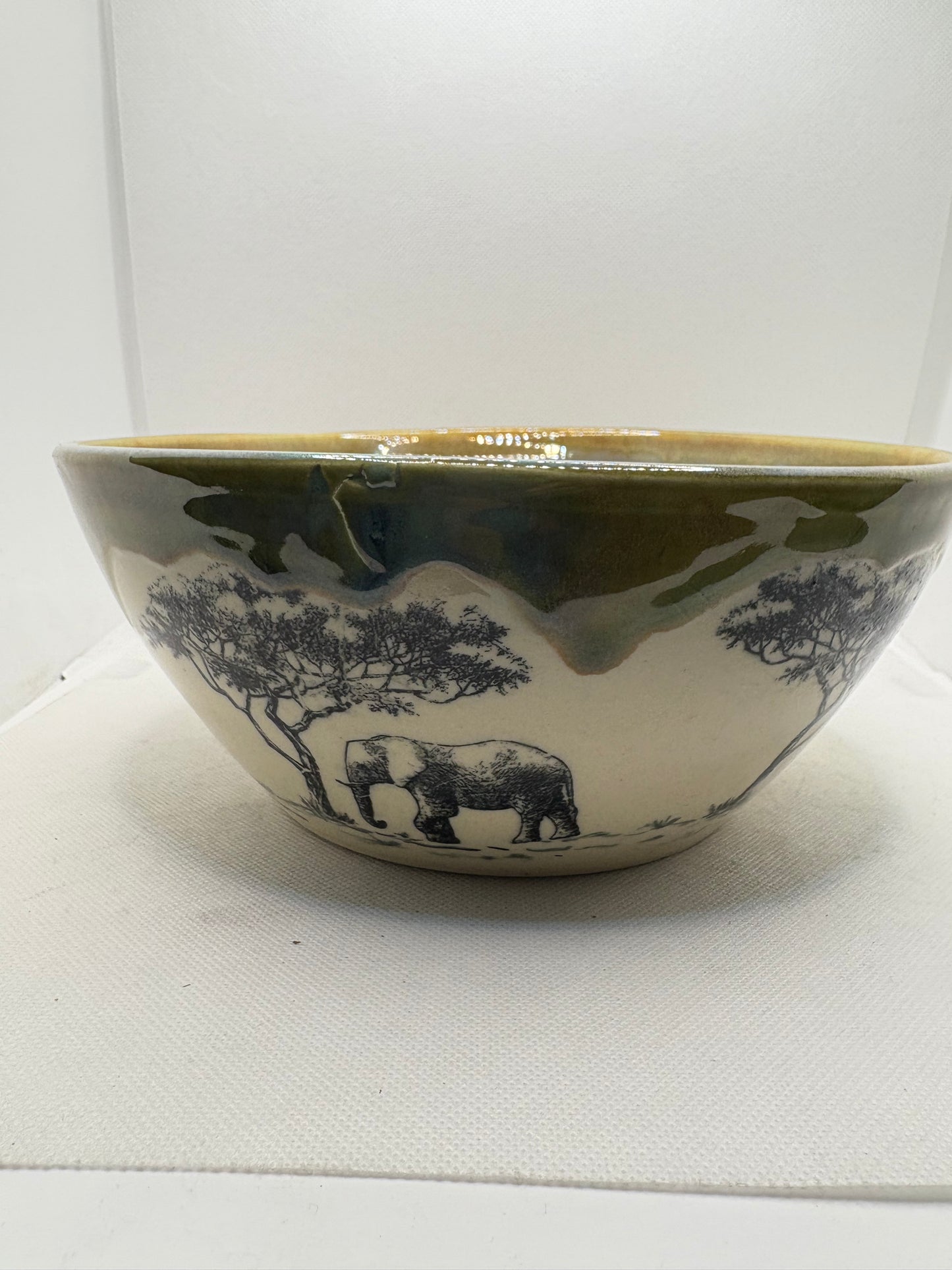 Elephant Pottery Bowl with Glaze 8X4