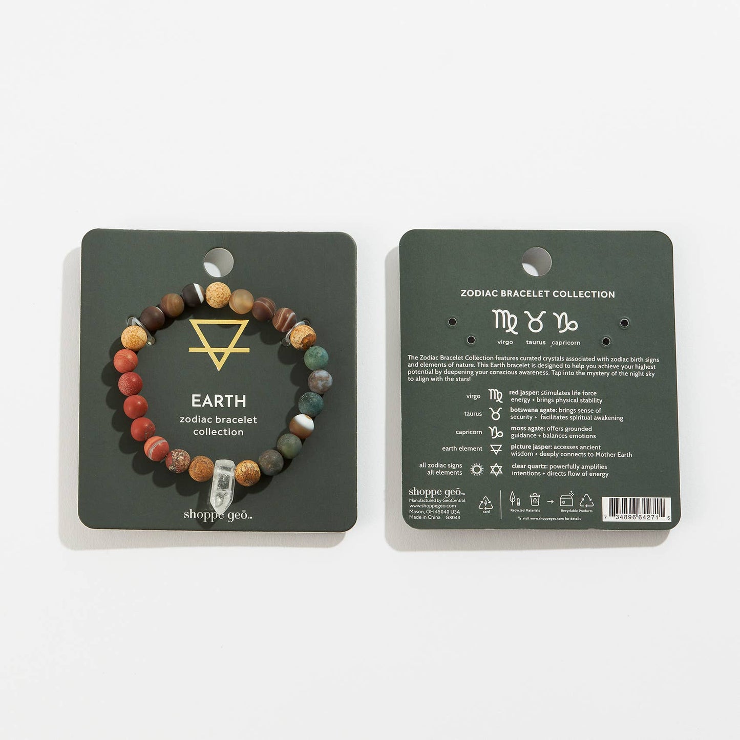 Zodiac Crystal Bead Bracelet Collection: Earth 8mm