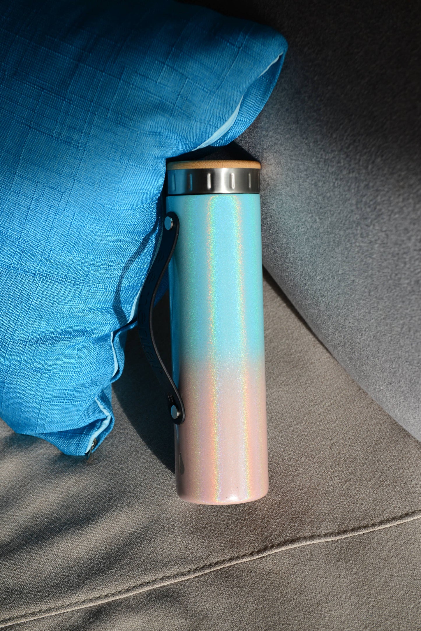 Water Bottle Bamboo lid, Internal Strainer Cotton Candy 20oz
