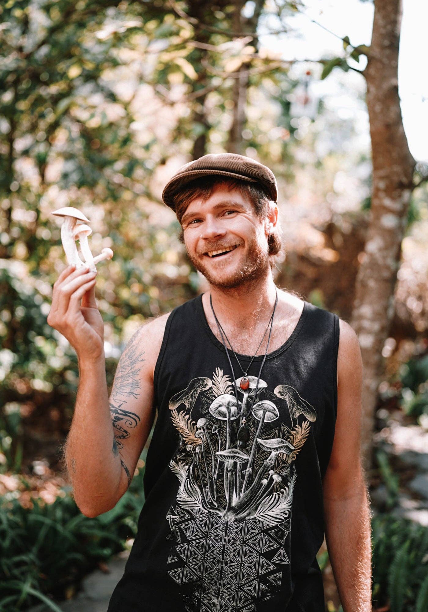 Mycelial Bloom Tank Top Black