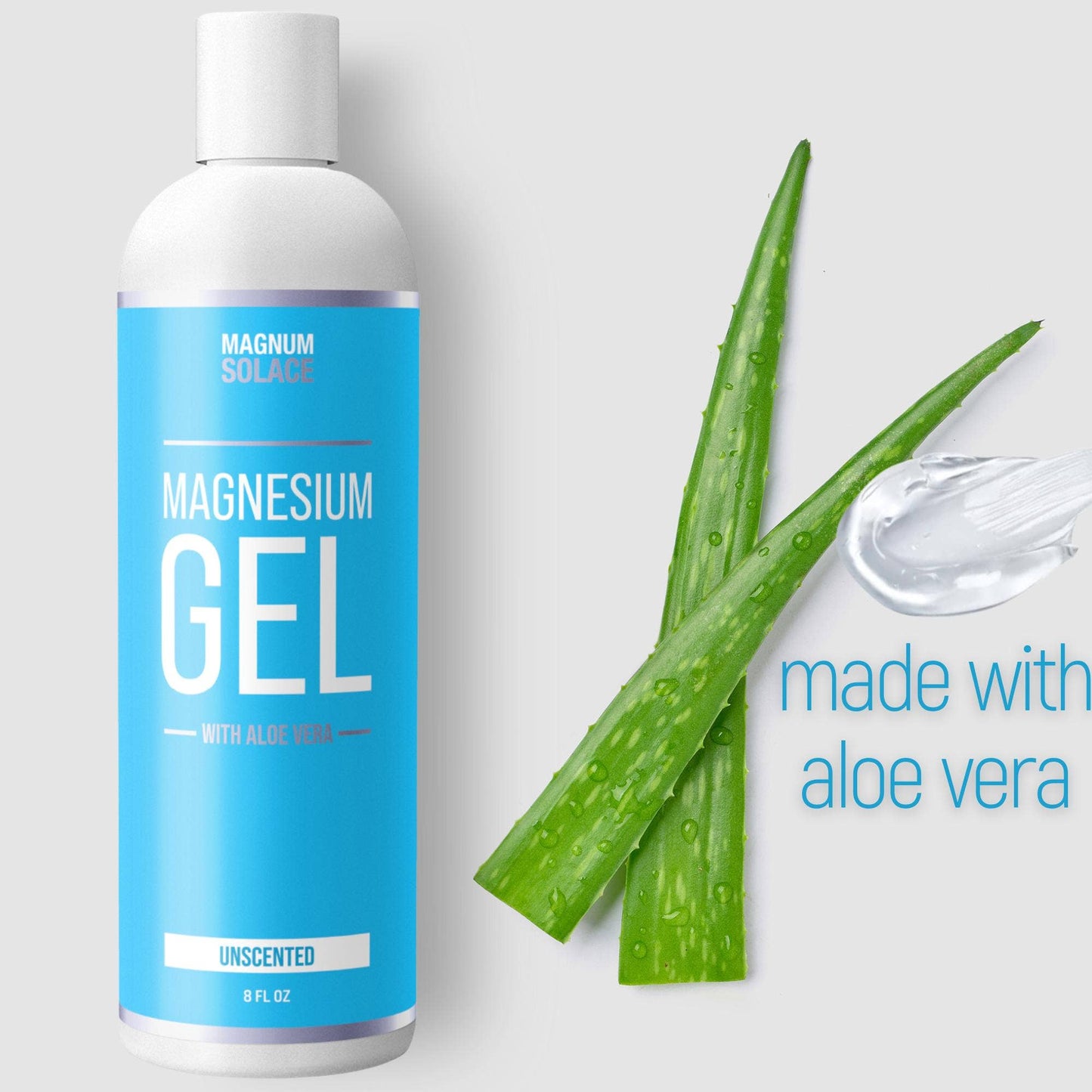 Magnesium Gel with Aloe | Massage Gel for Leg & Muscle Cramp: Unscented 8 OZ