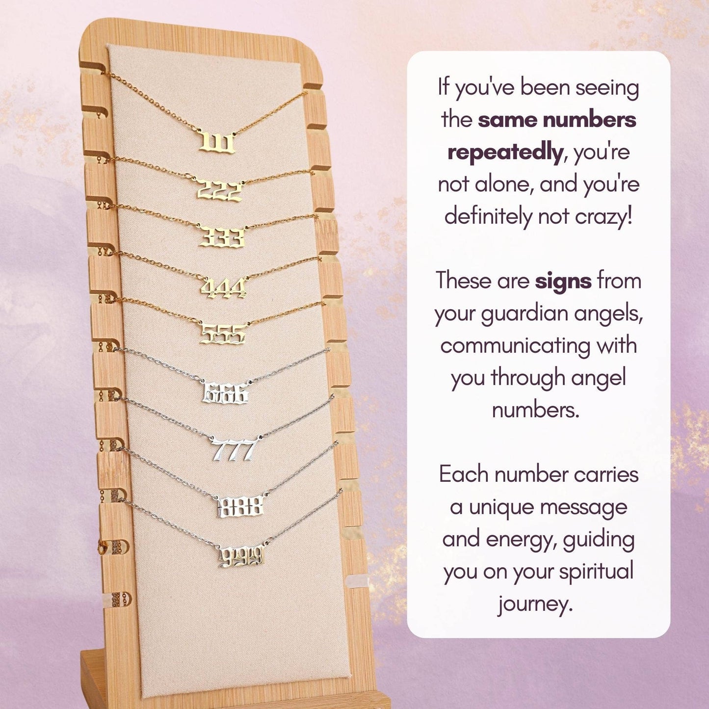 Angel Number Necklace - 111 - 999 - Spiritual Charm: Gold Chain
