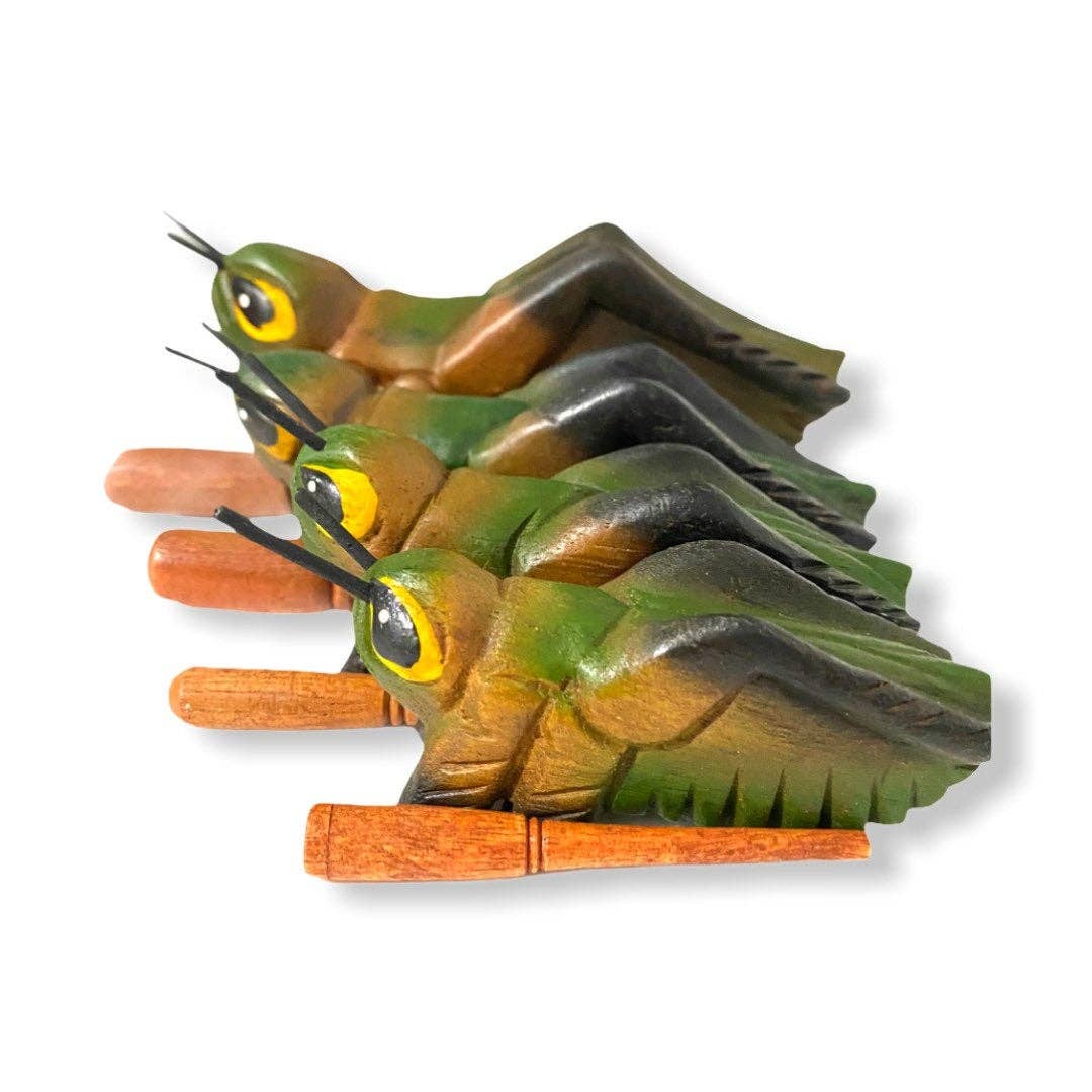 Painted Wooden Musical Cricket Percussion Instrument 6"