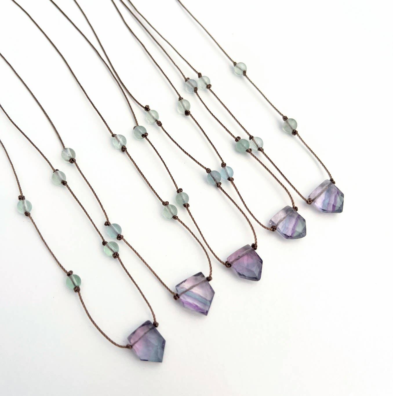 Fluorite Shield Cord Necklace : 16, 18 or 20"