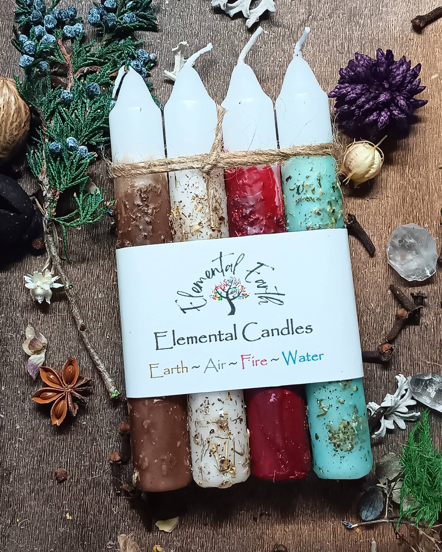 Elemental Herbal Intention 6 inch candle set