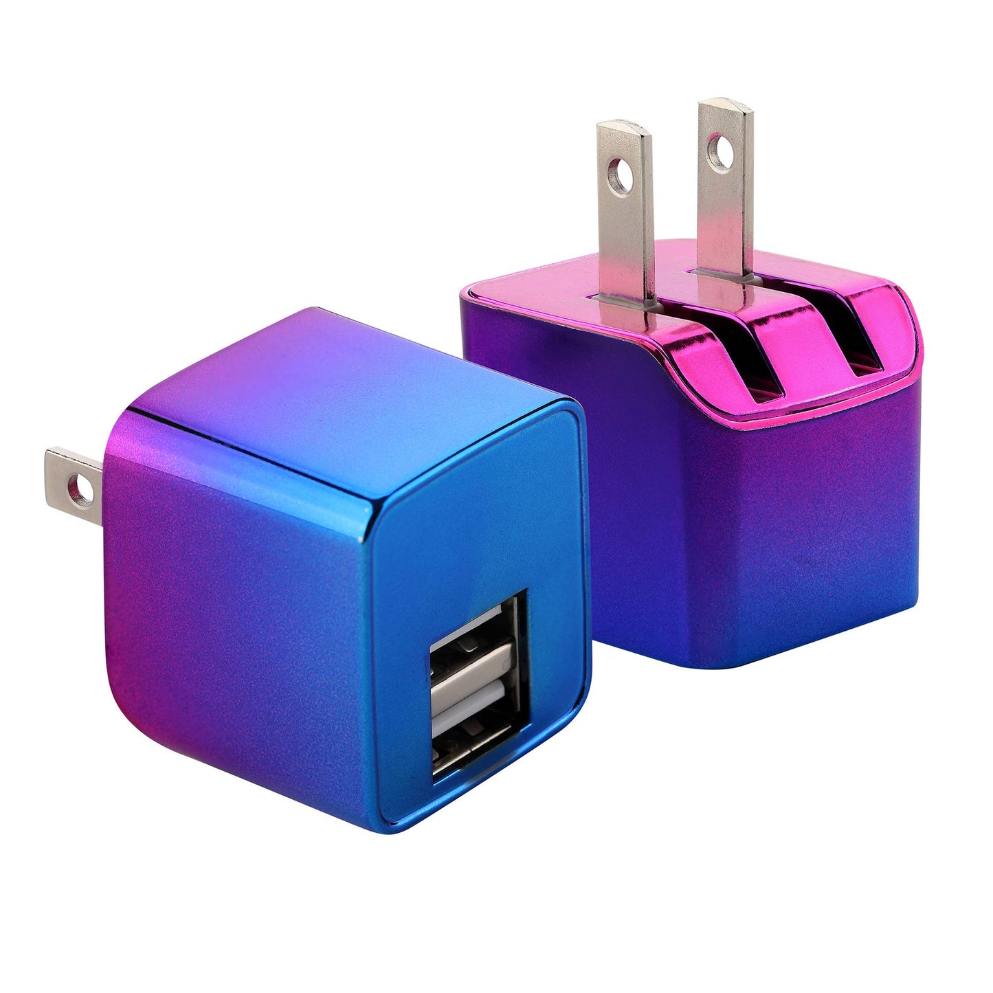 Dual USB Fast Wall Charger -Chrom color - Retail Pack