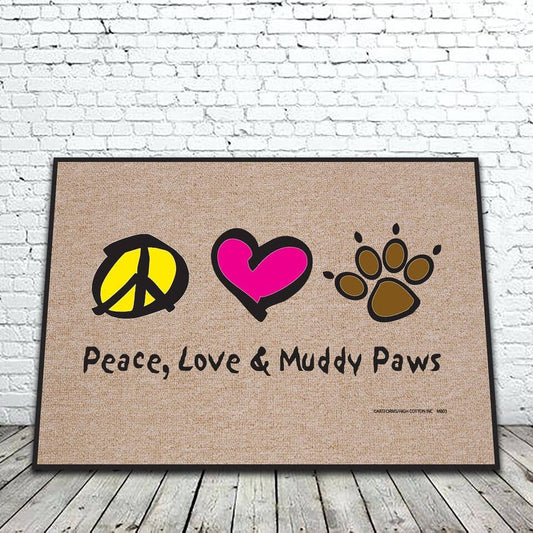 Mat- Peace Love Muddy Paws Mat