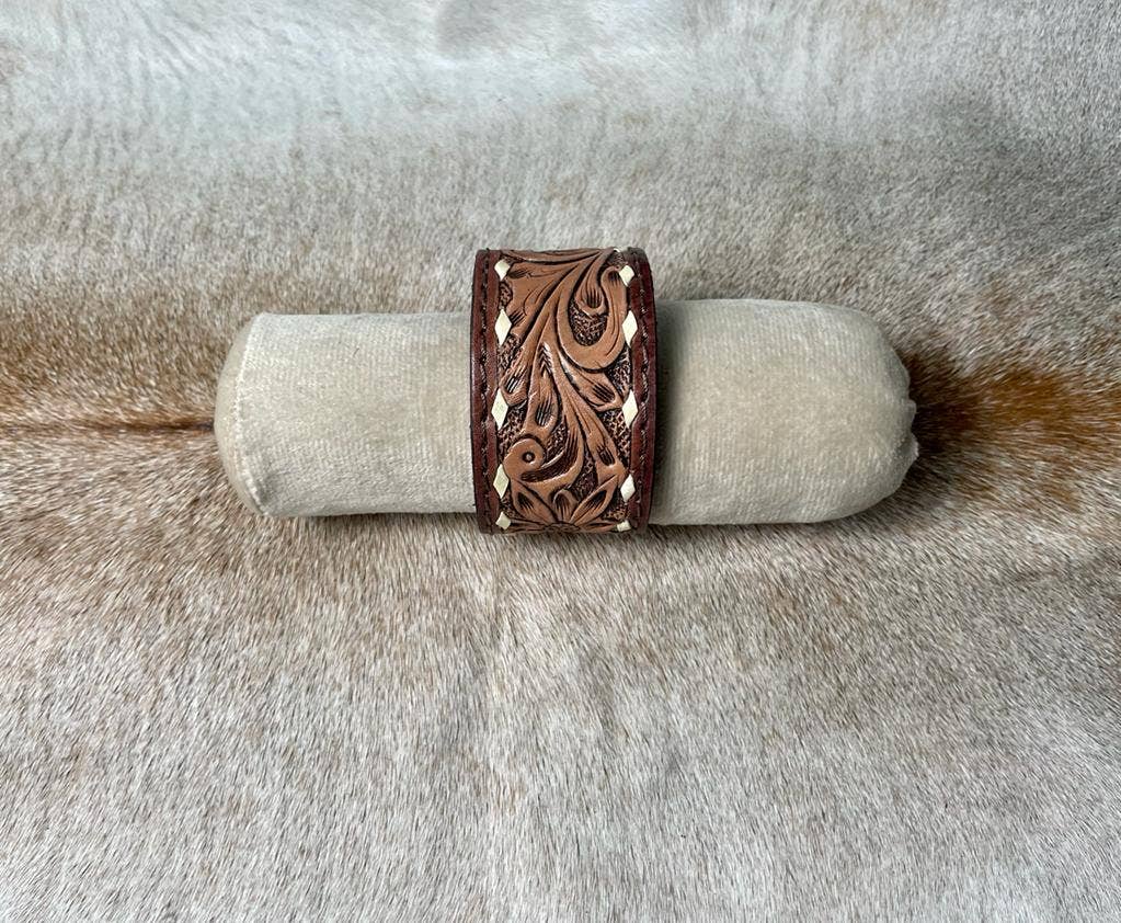 Tooled leather Bracelet: Stone
