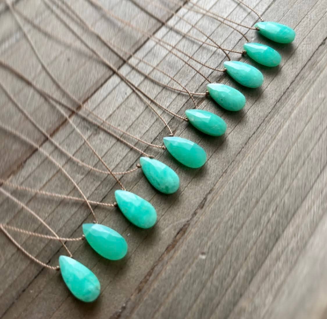 Chrysoprase Faceted Teardrop Necklace: 16" or 18" legnth