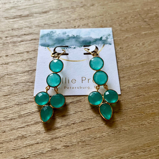 I Kid You Not aqua gemstone statement earrings