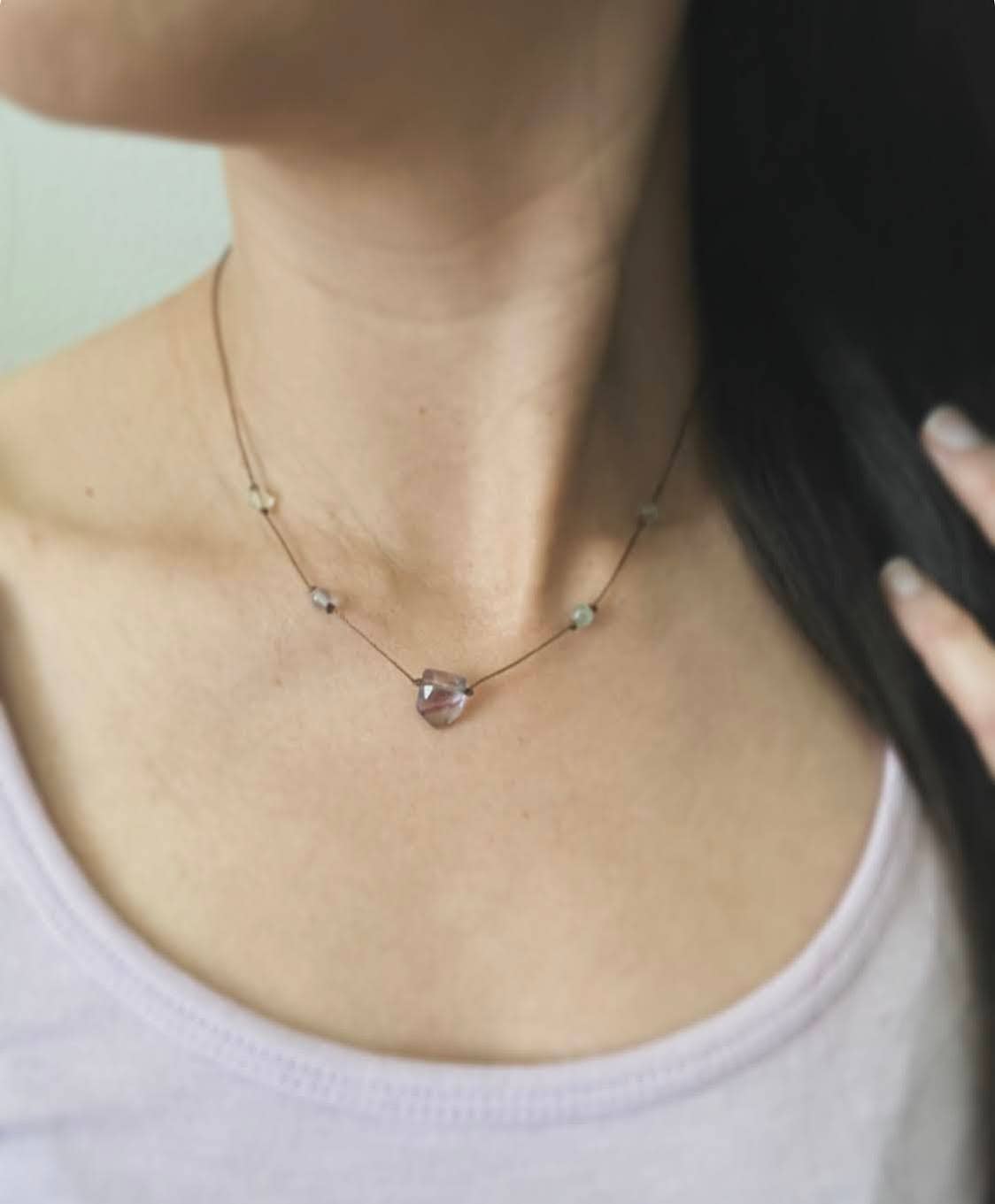 Fluorite Shield Cord Necklace : 16, 18 or 20"
