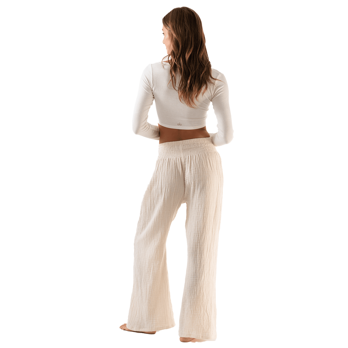 Cream Wide Leg Cotton Pants: S, M, L, XL