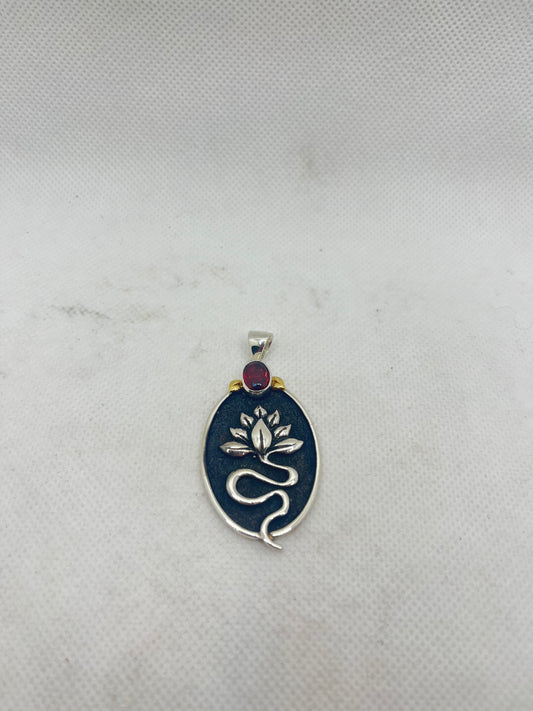 Garnet Flower Pendant
