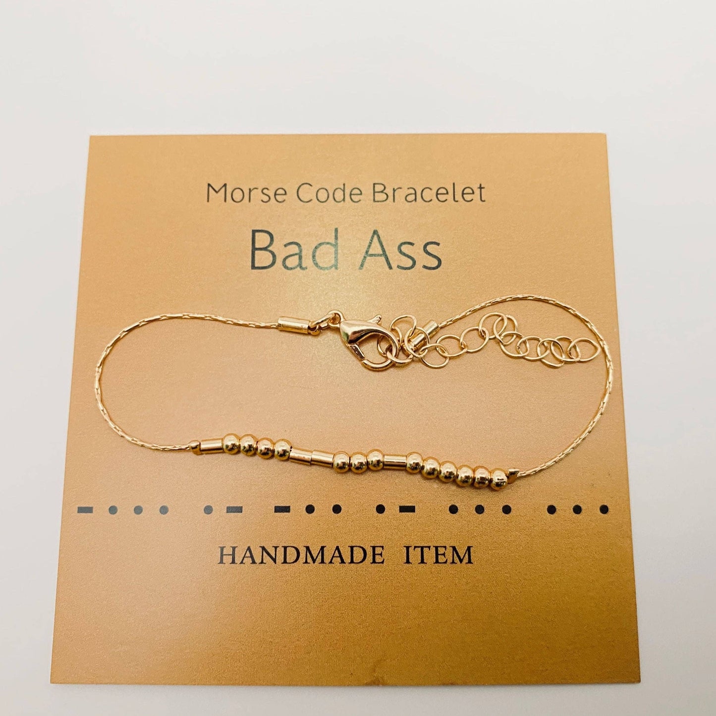 Handmade Golden Morse Code Bracelet: Never give up