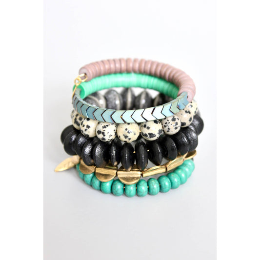 HYLB02 Turquoise and black wrap bracelet