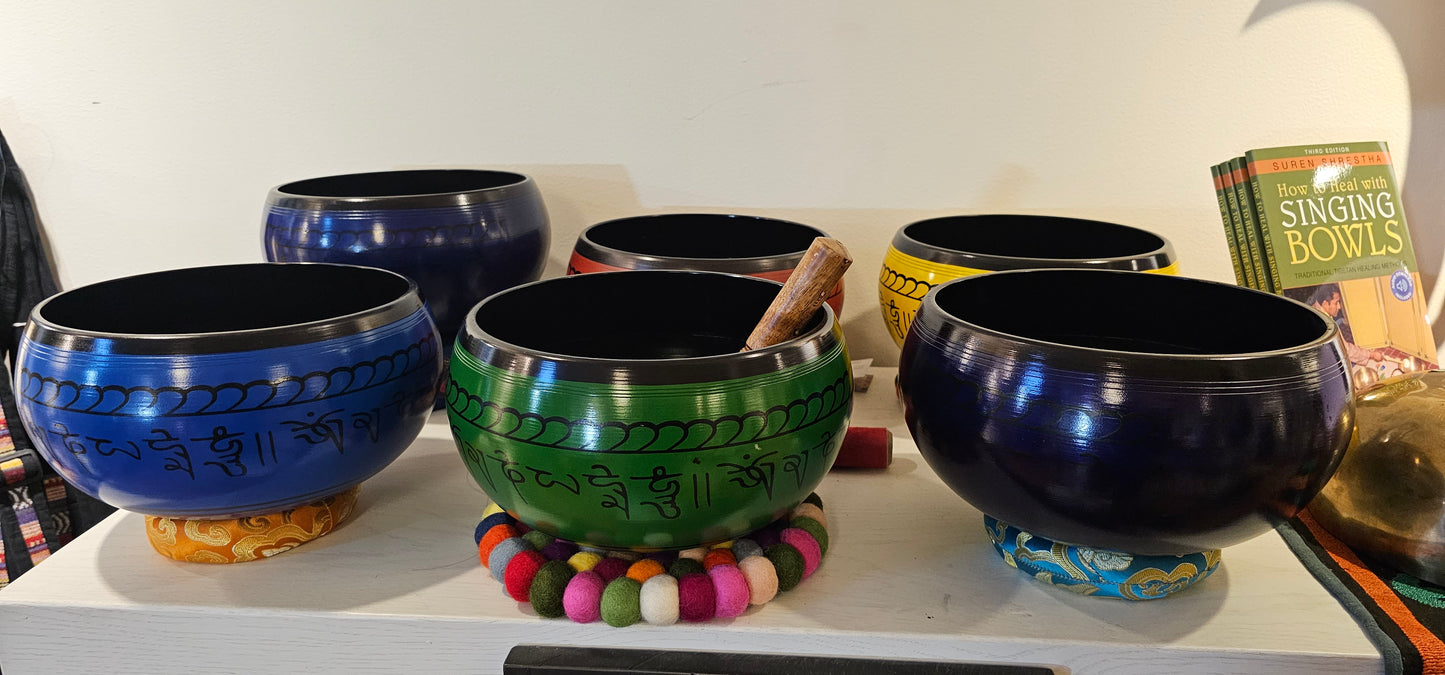 8 Inch Chakra Crystal Like Metal Bowl Mantra