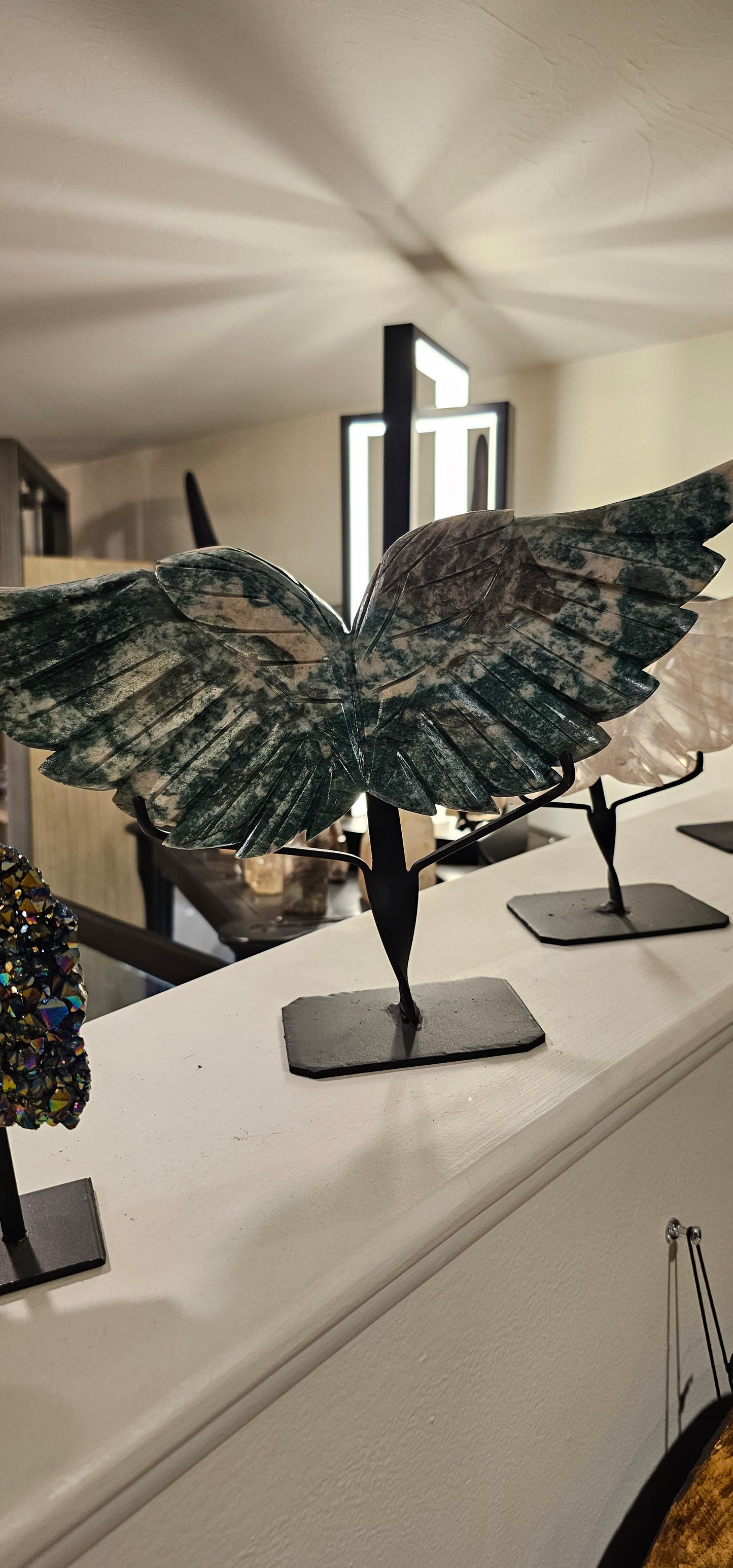 Stone Angel Wings on Stand- Medium