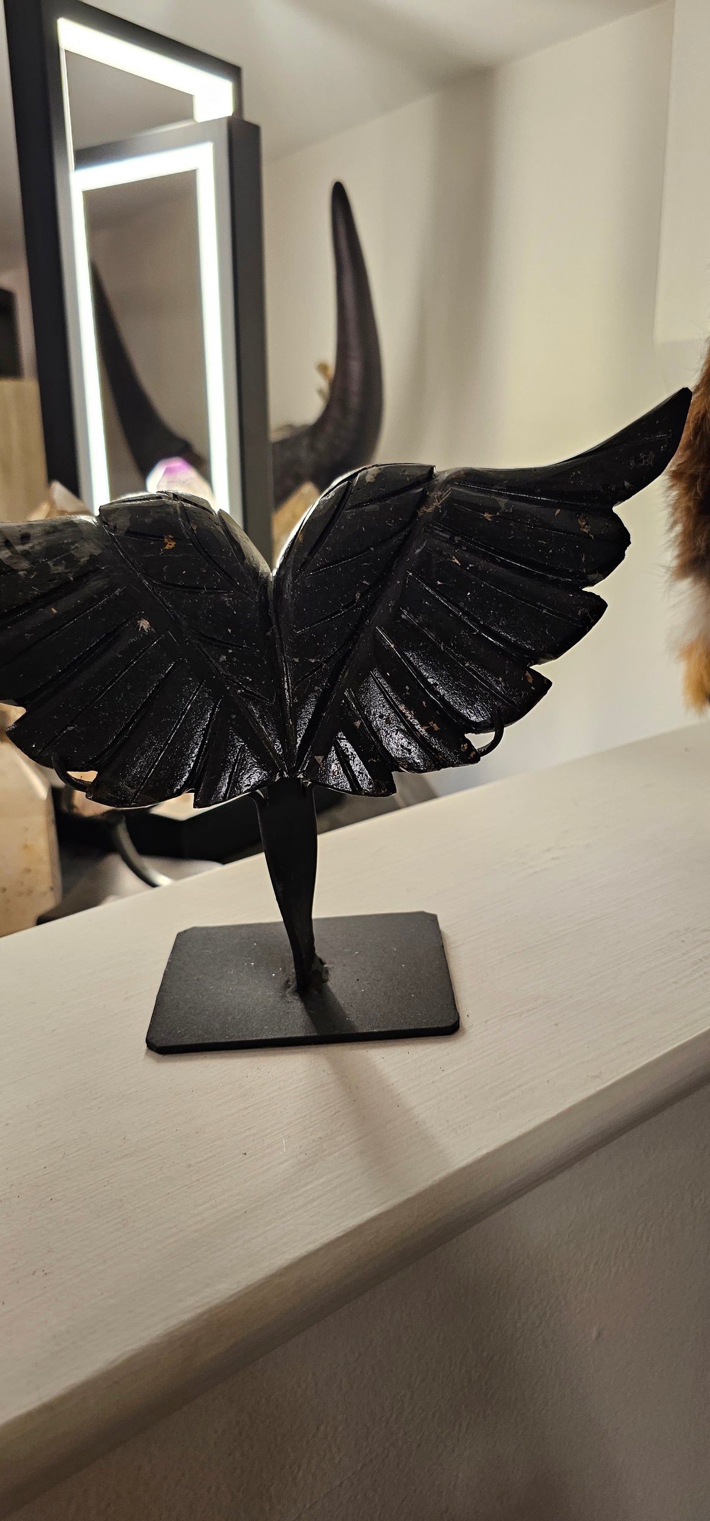 Stone Angel Wings on Stand- Medium