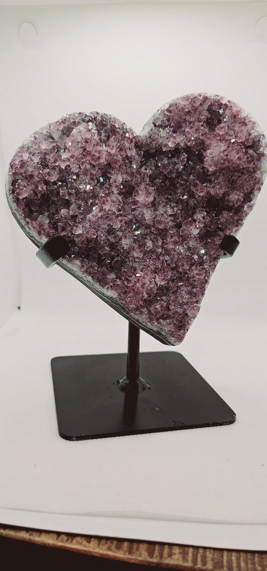 Amethyst Heart on Stand