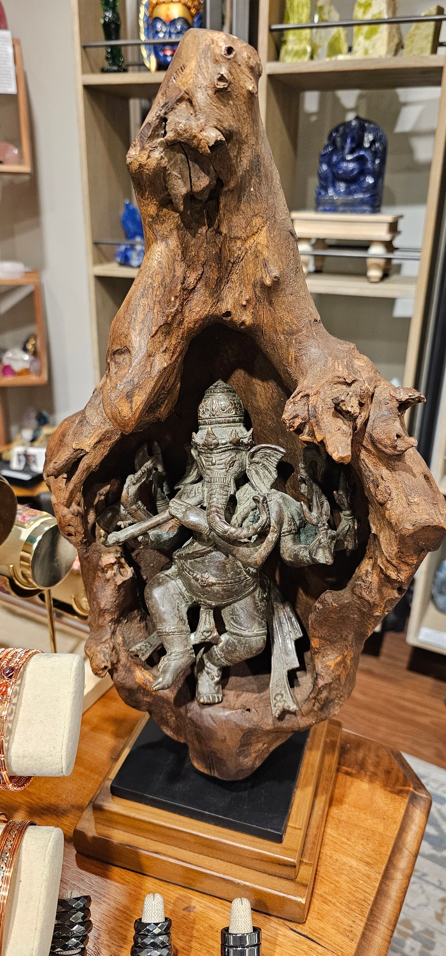 Brass Ganesha encased in Wood from Bali