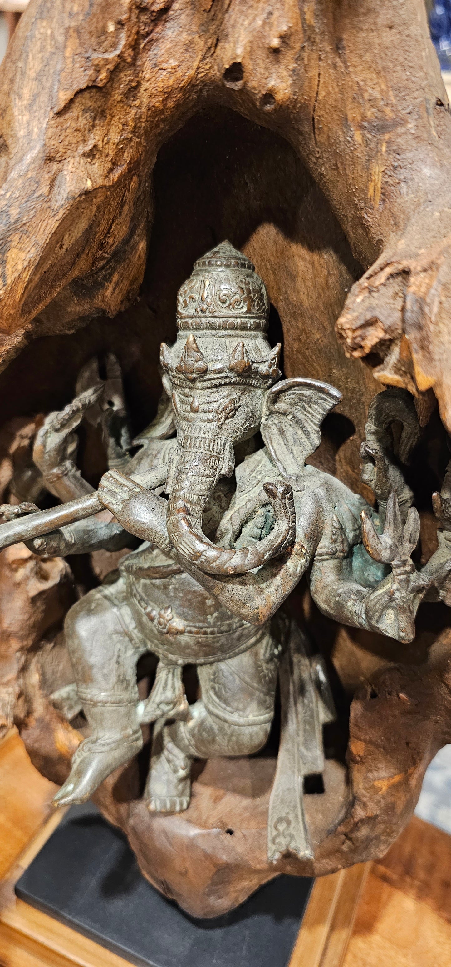 Brass Ganesha encased in Wood from Bali
