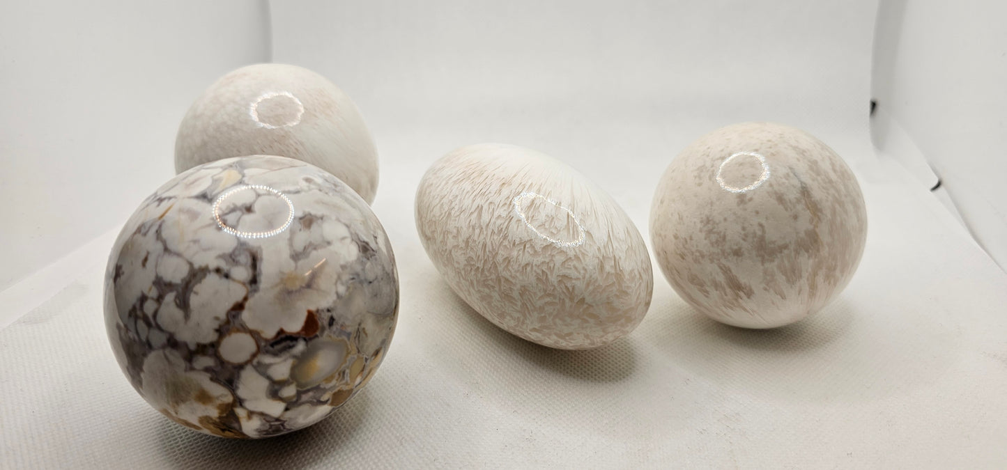 Scolecite Sphere or Oval Stone or Flower Agate