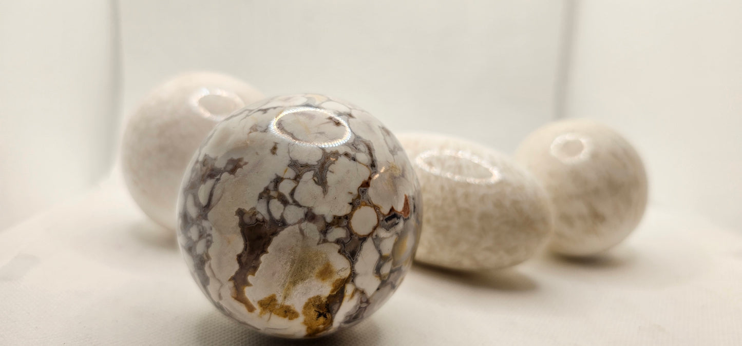 Scolecite Sphere or Oval Stone or Flower Agate