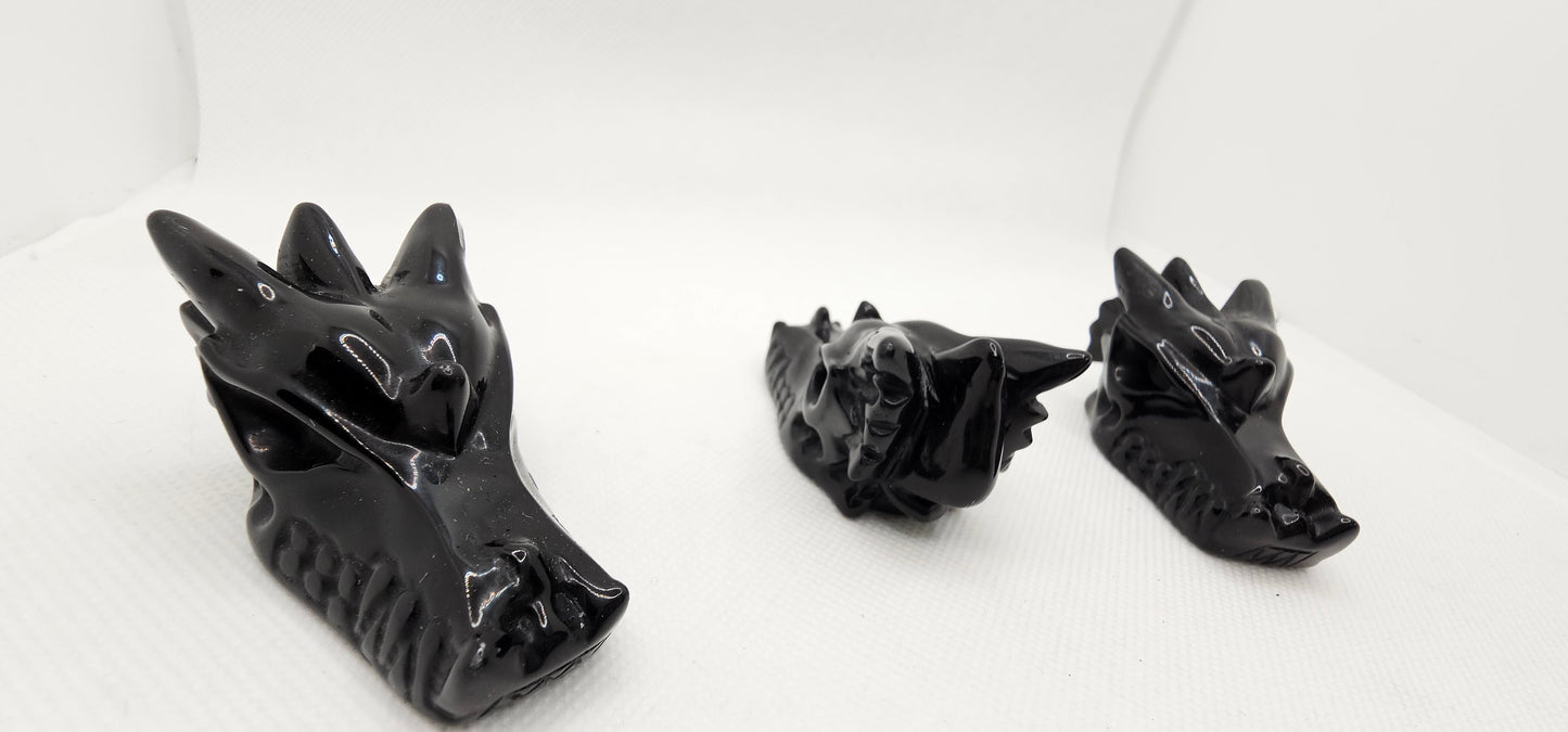 Stone Dragon Heads- Lg- Obsidian