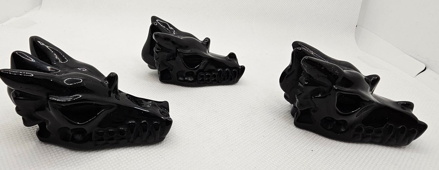Stone Dragon Heads- Lg- Obsidian