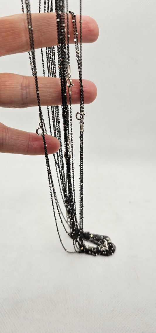 Black & Sterling Silver Speckled Chain- 28 Inches