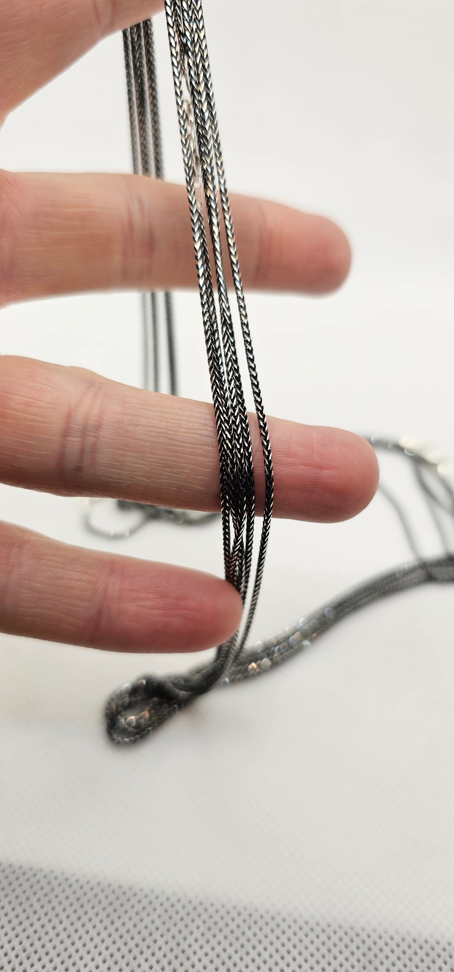 Black & Sterling Silver Chain- 28 Inches