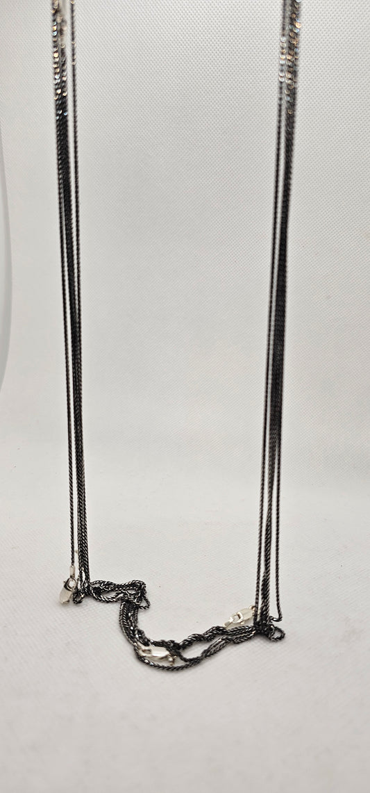 Black & Sterling Silver Chain- 28 Inches
