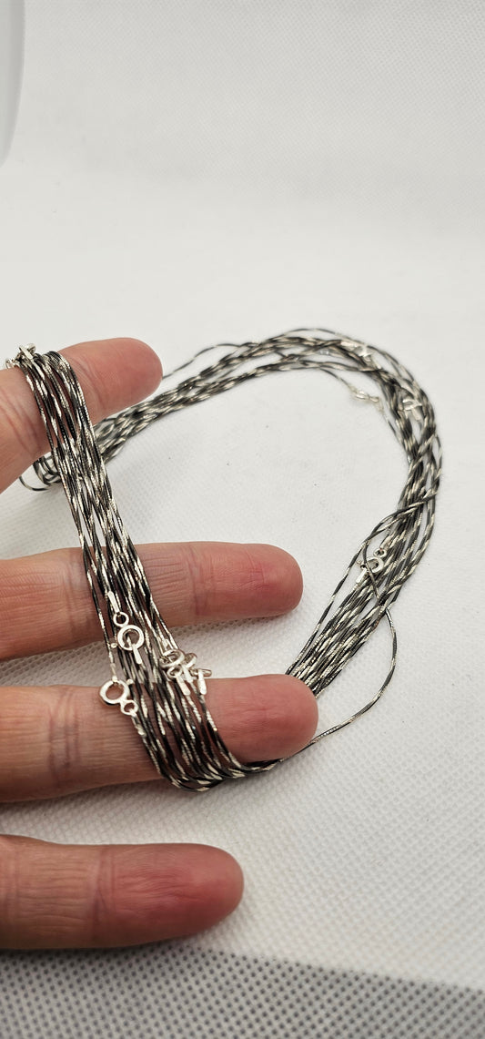Black & Sterling Silver Chain- 16 Inches