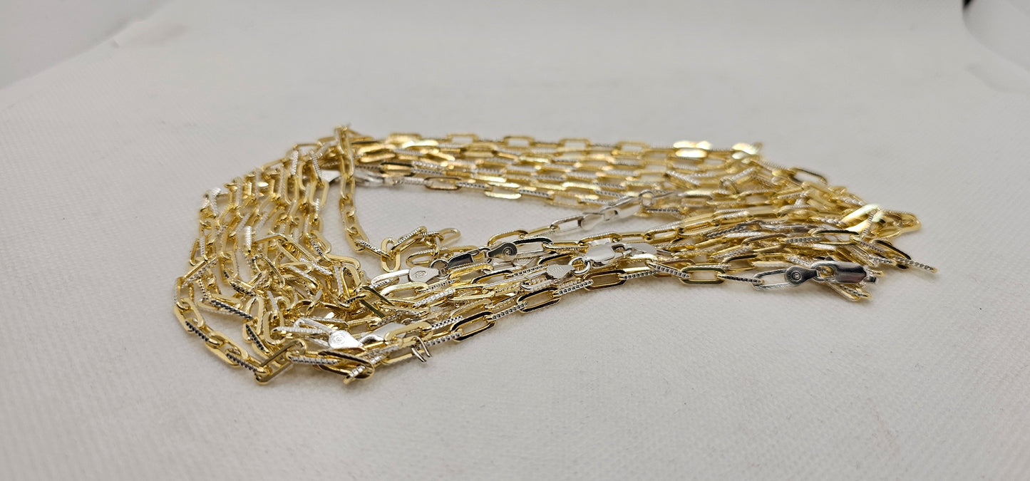 Gold & Silver Chain Link Necklace- 15 Inches