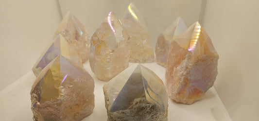 Rose Quartz Aura Polished Top