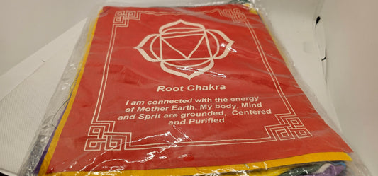 Chakra Prayer Flags- Large with Mantra or Phrase
