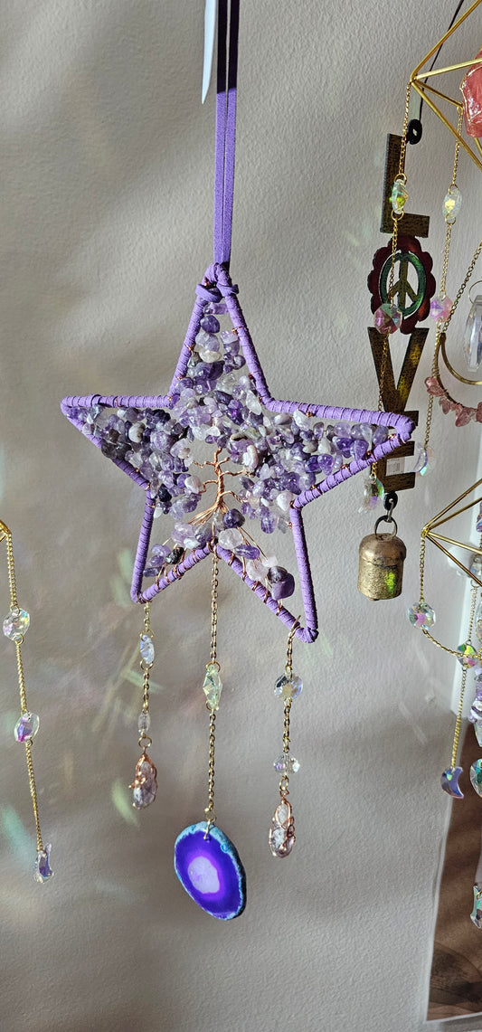 Star Dreamcatcher with Leather, Stone and Agate