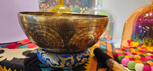 Tibetan Bowl Etched with Tree of Life 11" Note G