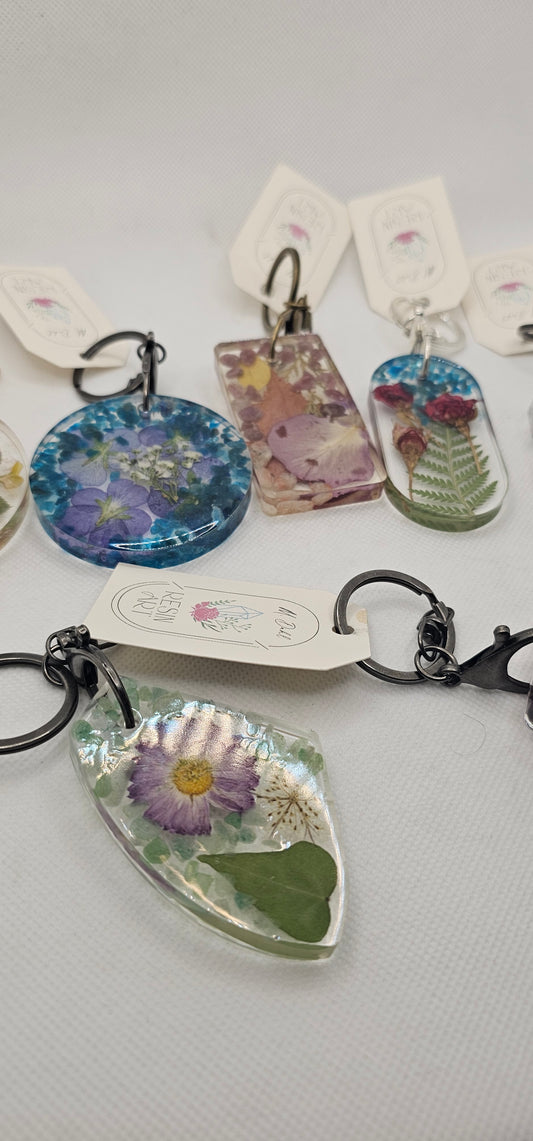 Wildflower Key Chains encased in Resin Made in Montana